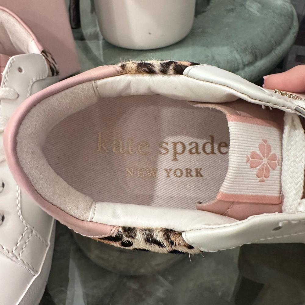 New in Box Kate Spade Ace Pink and Leopard Print Sneakers sz 6 .5 - Picture 14 of 14